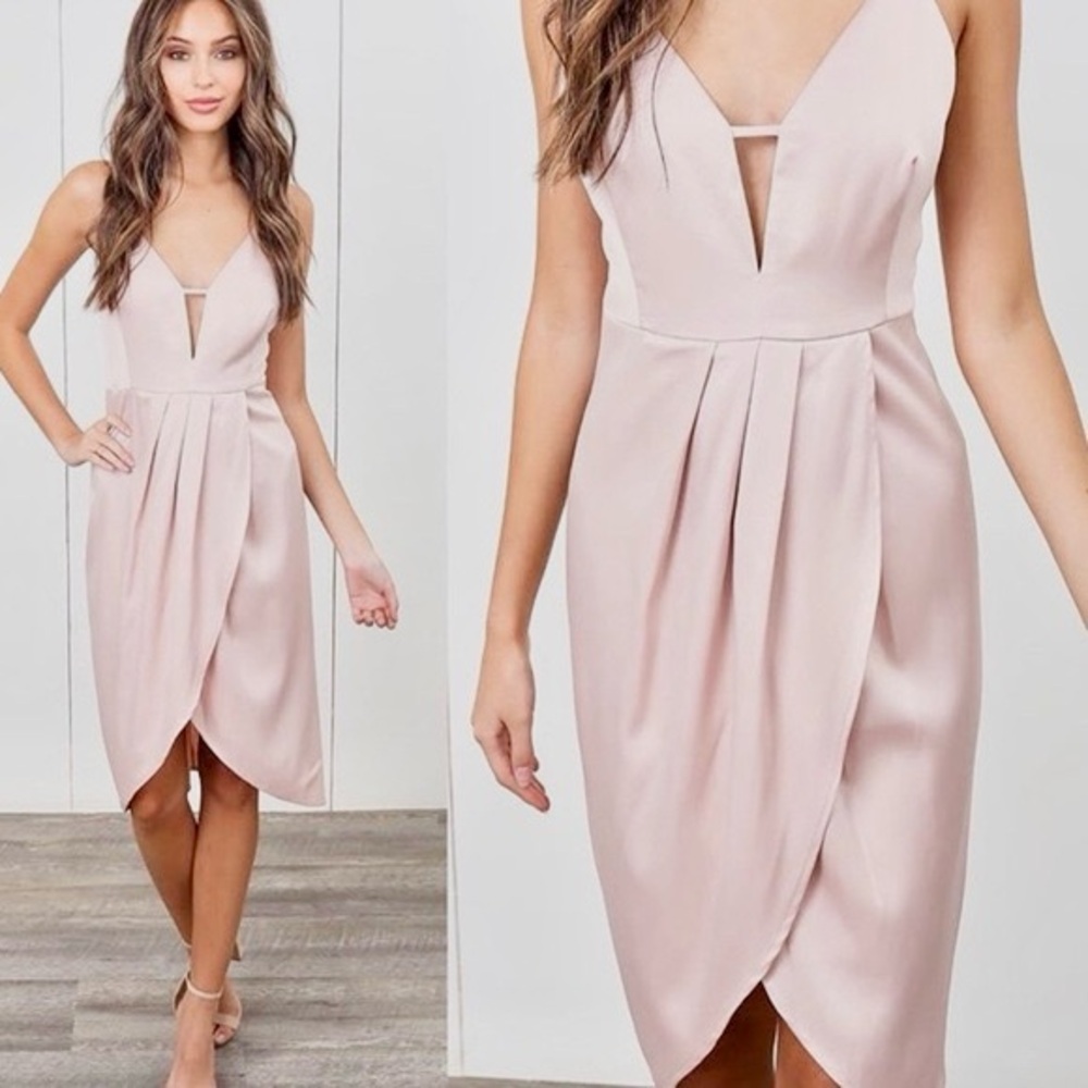 The Room Blush Backless Satin Dress (L)